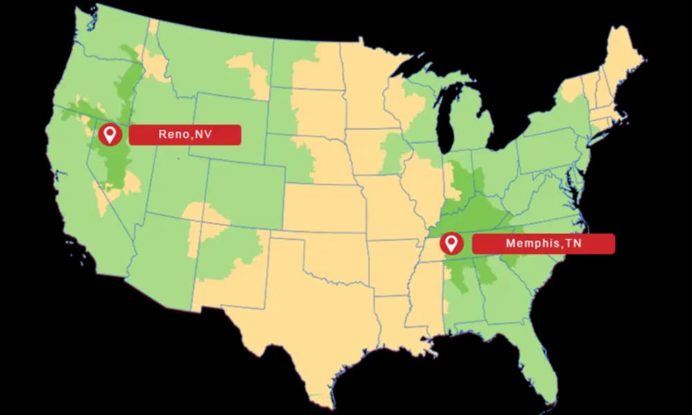 Warehouse Locations Map